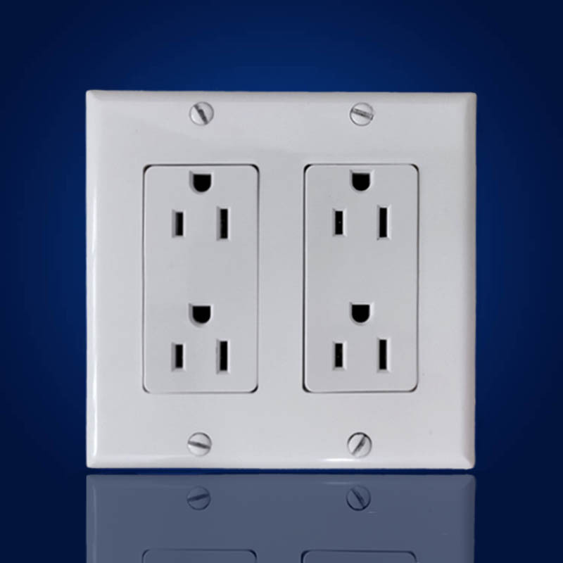 供应120型双联4位12孔美式插座 15a美标电源插座面板 ul墙壁插座