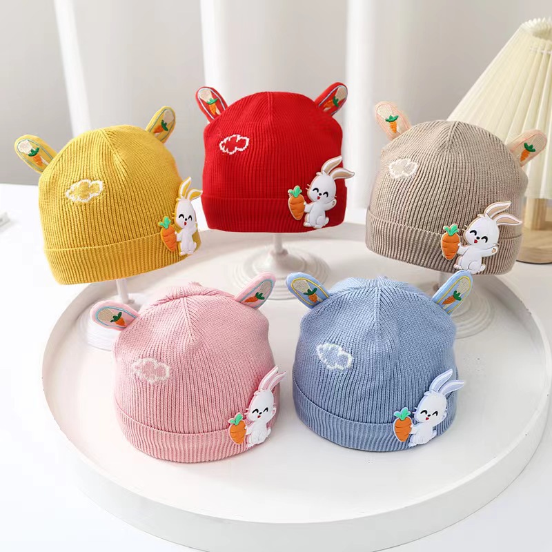Baby Hat Autumn and Winter Infant Cute Super Cute Knitted Hat Male and Female Baby Winter Warm Hat Slipover Woolen Cap