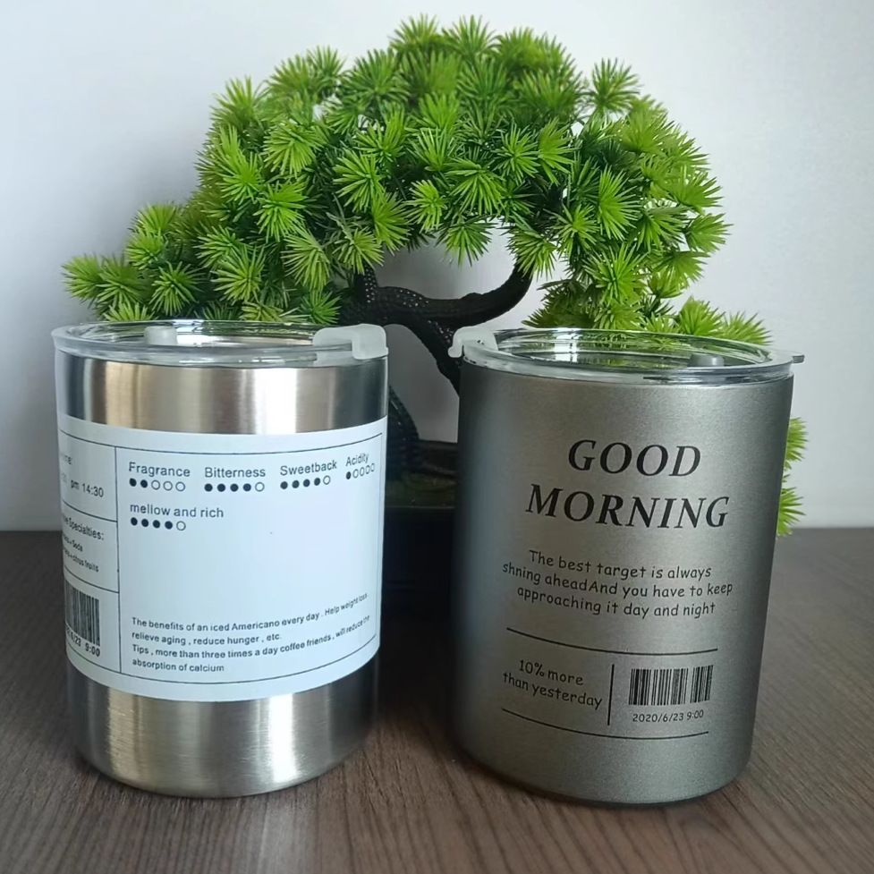 拿铁双层便携吸管杯 冰美式咖啡杯高颜值304不锈钢真空保温杯定制