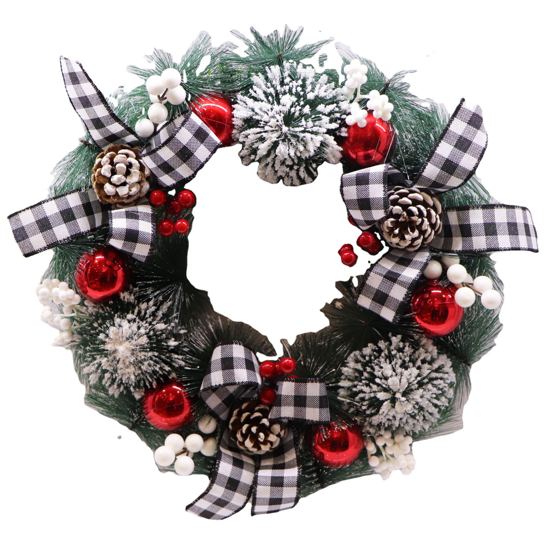 2022 New Christmas Decoration Garland Shopping Window Hotel Ornaments Pine Cone Wreath 25cm Scene Decorations