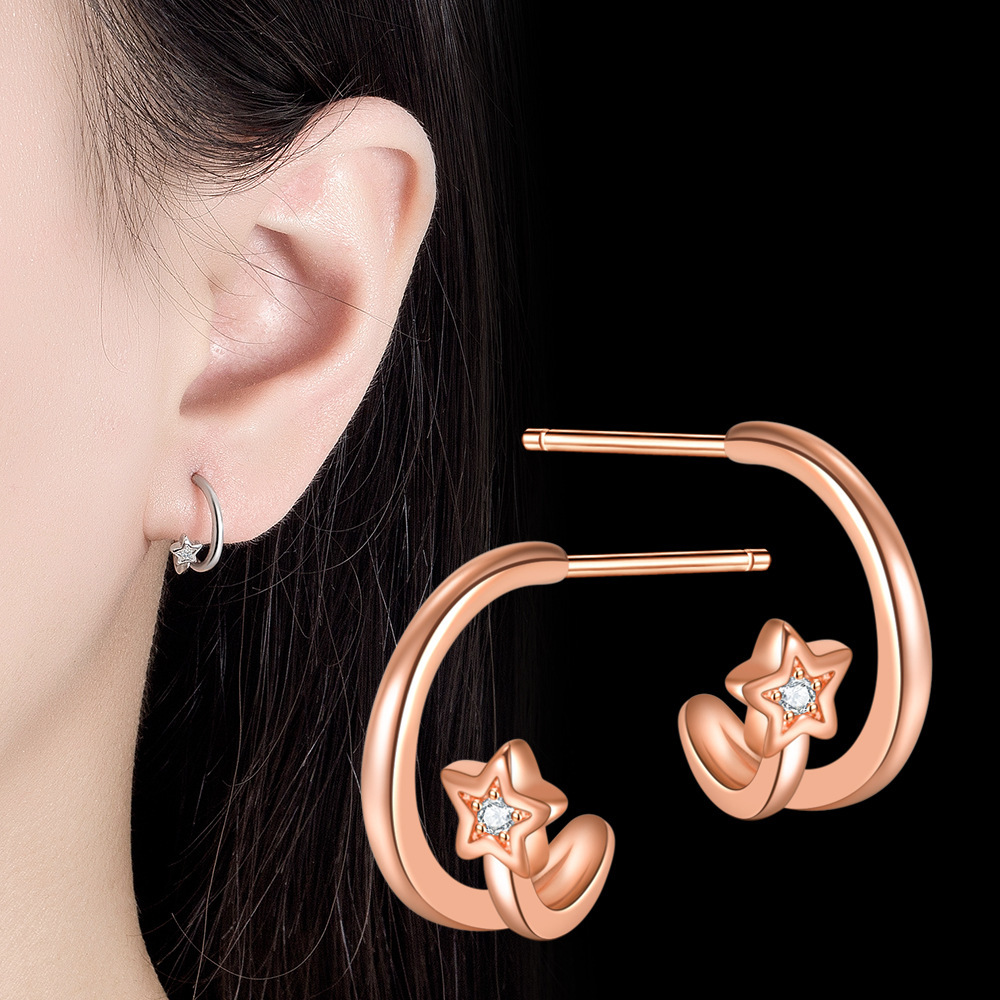 2024新款五角星星湾耳饰耳钉 简约时尚甜美韩版设计款式耳钉批发