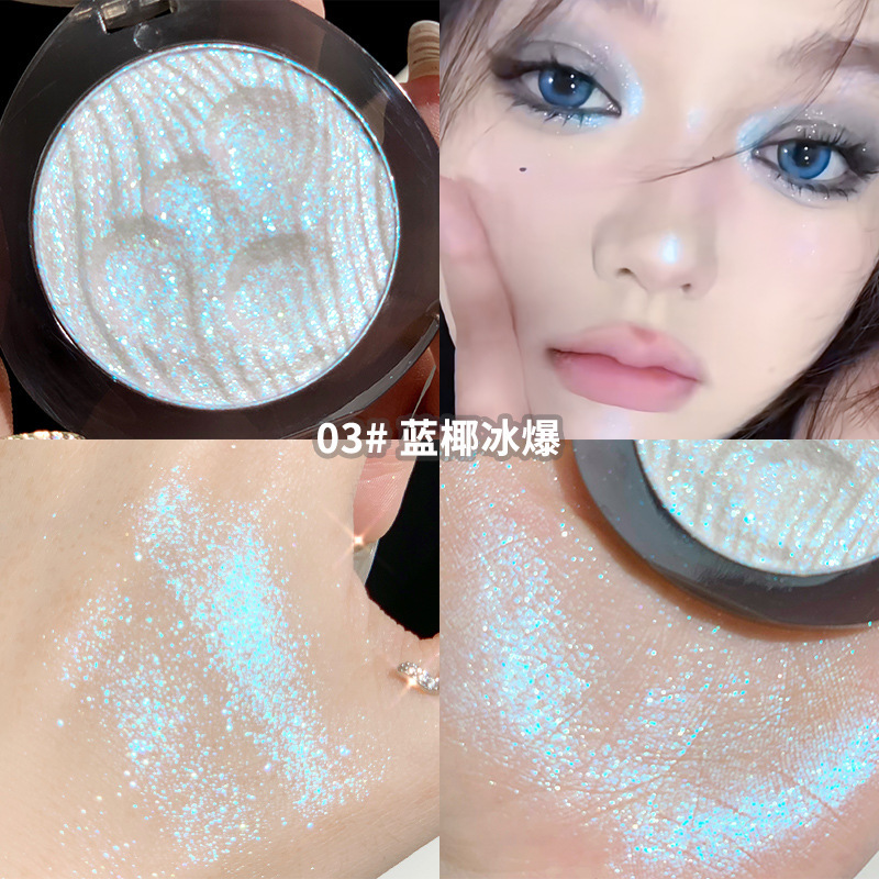 Xixi Moon Pool Dark Black Highlight Powder Plate Mashed Potatoes Texture Pearlescent Diamond in the Debris Thin and Glittering Brightening Crouching Silkworm Monochrome Eyeshadow