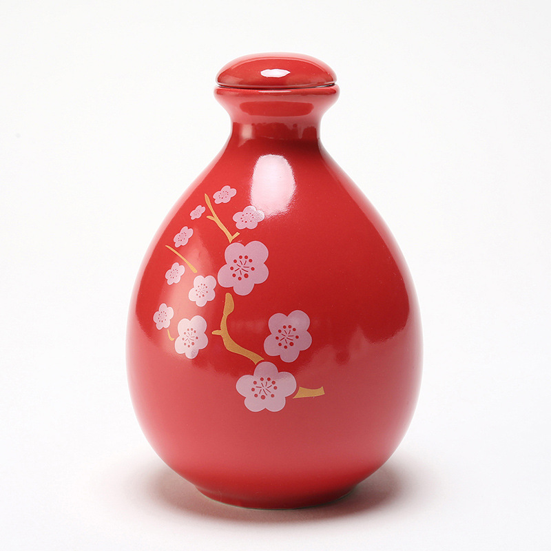 txhr1斤陶瓷土陶小酒壶 婚庆酒瓶结婚用喜酒红色装酒容器空酒瓶酒