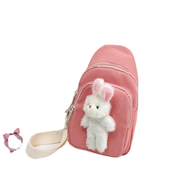 Little Bunny Children's Chest Pack Cartoon Cute One-Shoulder Crossbody Bag Portable Coin Purse Spring Outing Pouch Plush Women's Bag Bag