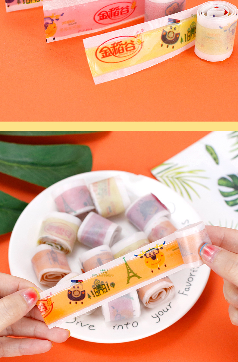 金稻谷23克超级飞侠果汁卷创意五连包糖果软糖批发果然多儿童零食
