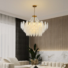8BWI法式轻奢卧室吊灯客厅灯水晶复古珍珠装饰简约现代羽毛玻璃餐