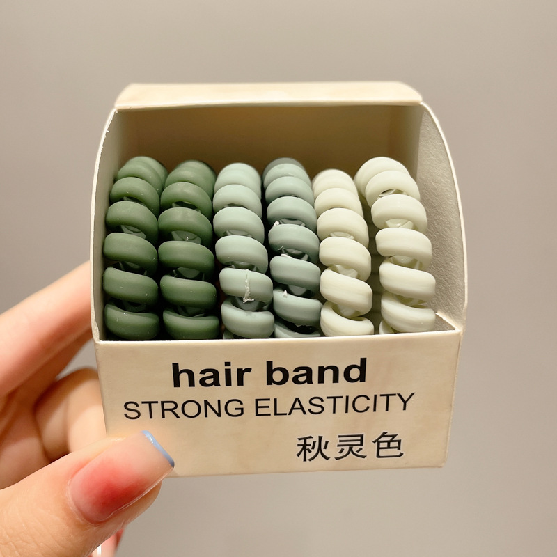 Colored Frosted Phone Line Hair Ring Girls Tie-up Hair Head Rope High Elastic Hair Tie Durable Elastic Band Hair Rope Headdress