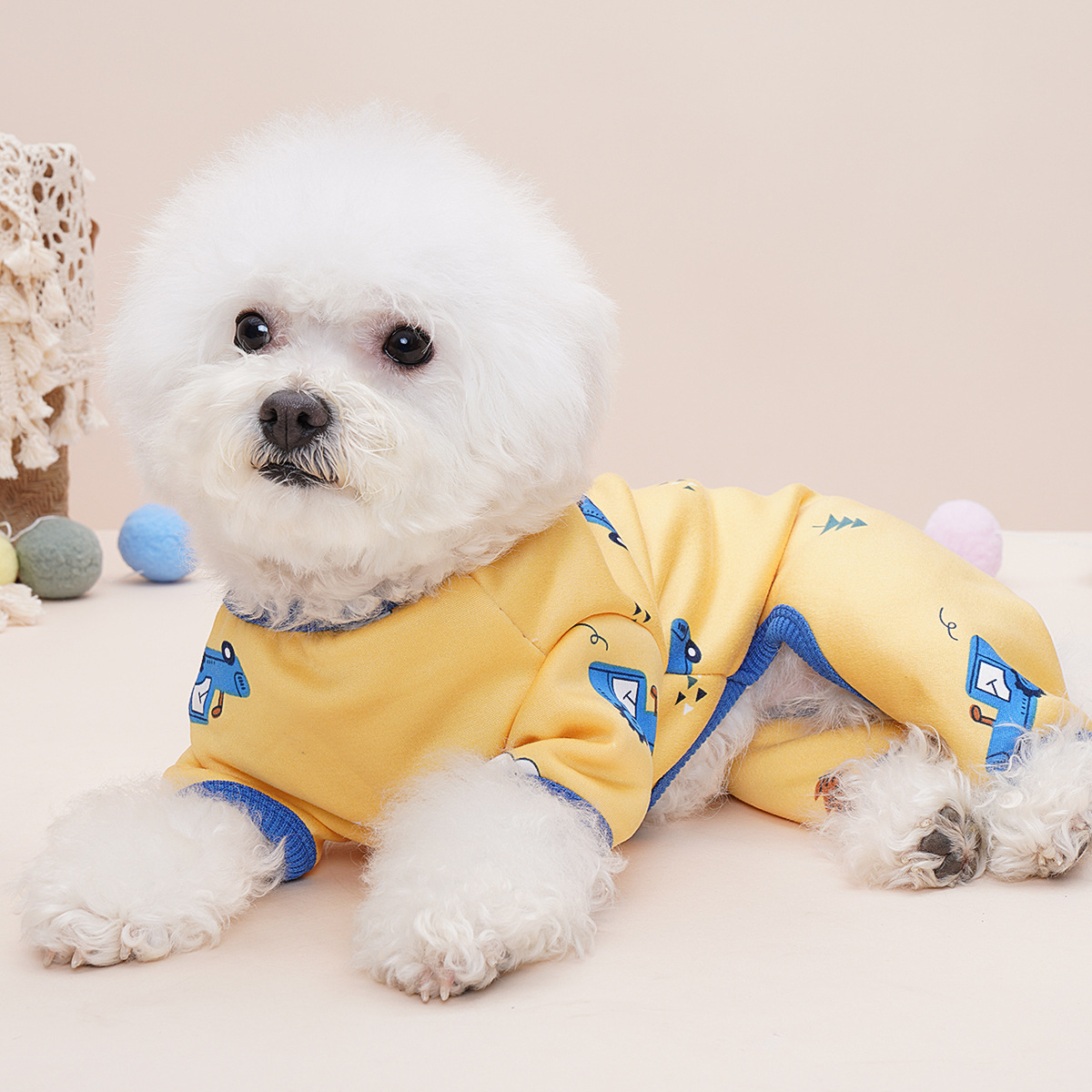 宠物狗狗四脚睡衣中小型犬用衣服春夏季空调服棉质卡通图案居家服