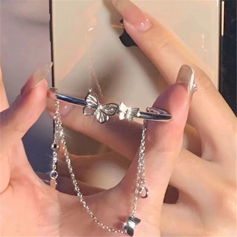 Double-Layer All Match Bow Chain Open-Ended Bracelet Female Ins Special-Interest Design Sweet Advanced Fairy Super Fairy Bracelet