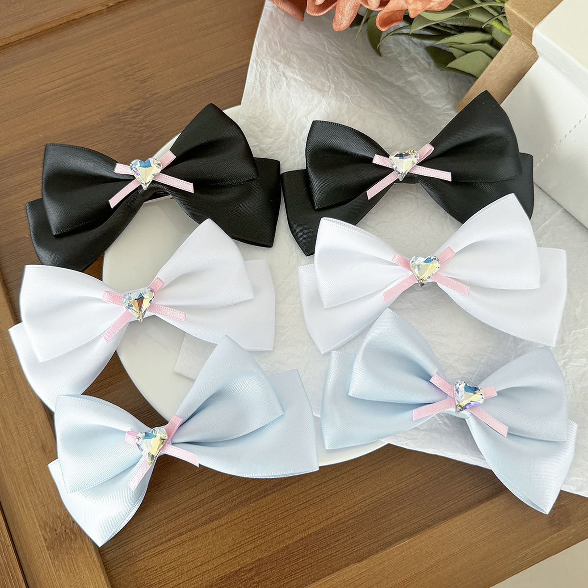 甜美爱心蝴蝶结发夹少女韩版简约可爱百搭侧边刘海夹边夹气质发饰