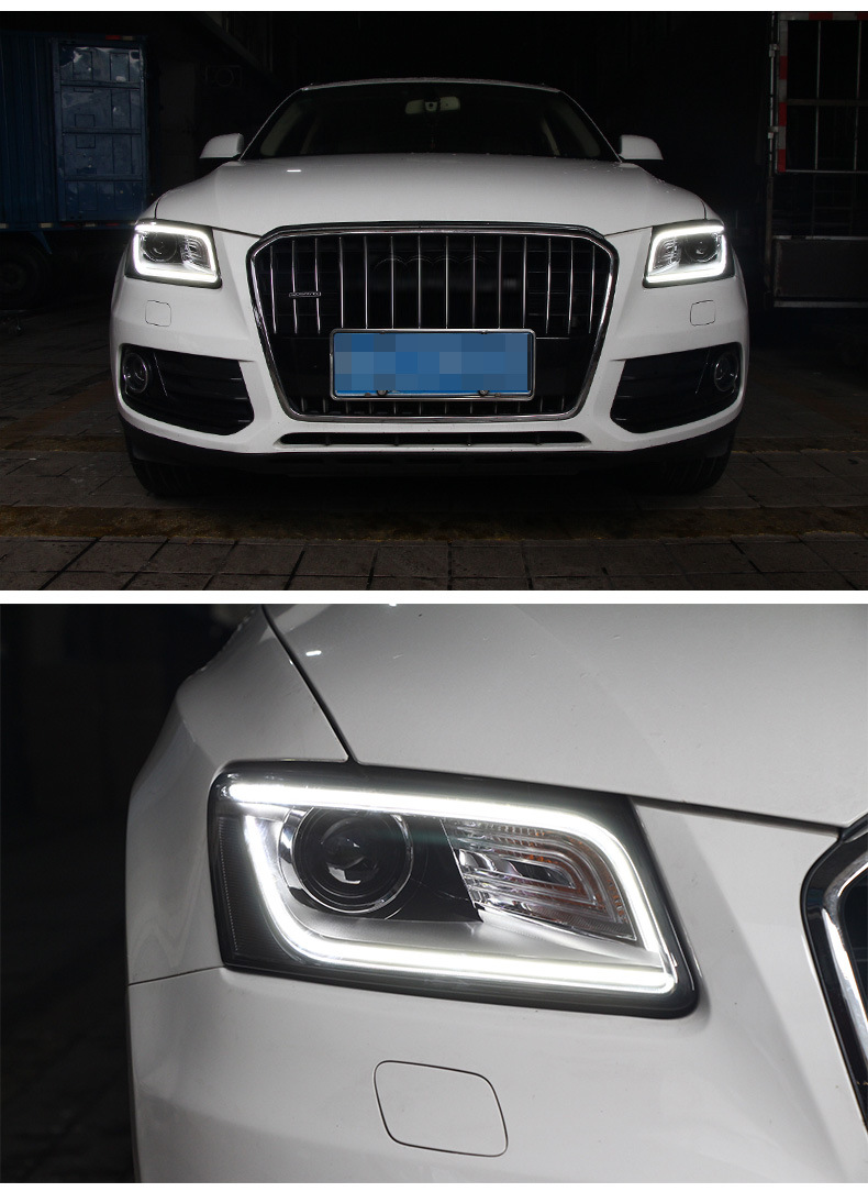 适用于09-18款奥迪q5大灯总成改装氙气大灯新款led日行灯透镜总成