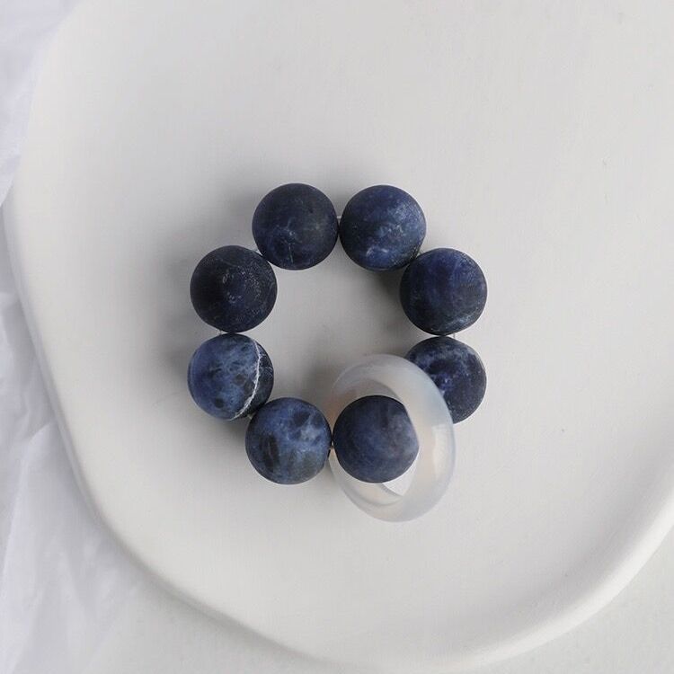 蓝纹石小手捻手串荔枝冻跑环文玩盘玩绕指柔指尖小串白码碯把件女