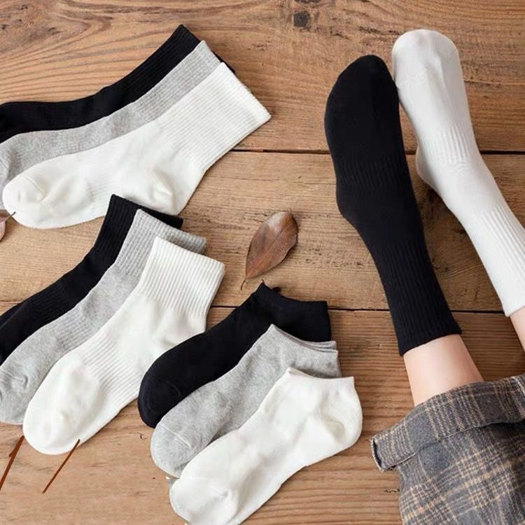 Elastic Socks Pure Color Low-Cut Liners Socks Couple Wholesale Long Socks Men White Sports Cotton Socks Spring and Summer Women's Mid-Calf Socks