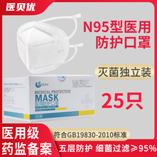 医贝优头戴式n95医用防护口罩灭菌防病毒五层防护独立包装挂头式