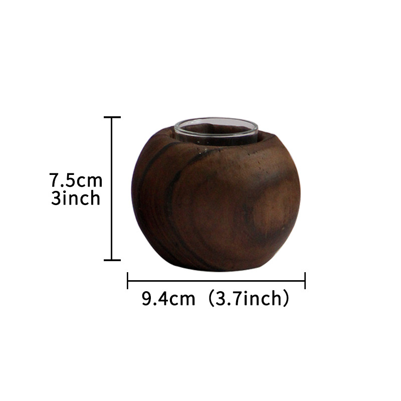 Retro Wood Candlestick Simple round Candle Holder Candle Cup Christmas Wedding Ceremony Cafe Decoration Ornaments