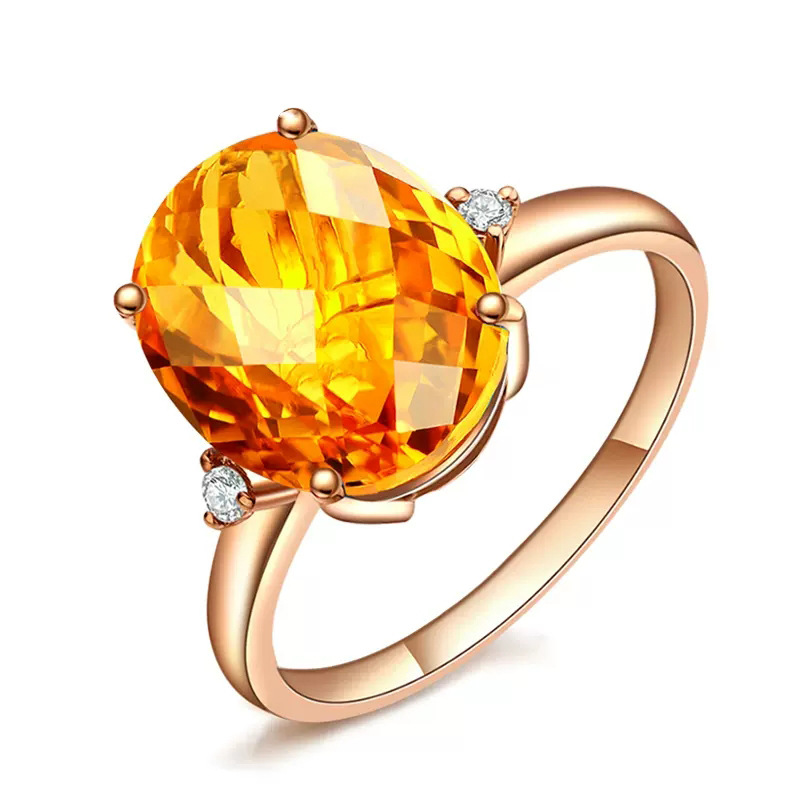 18k金镶嵌钻石贵重彩宝女戒 6.0克拉天然黄水晶戒指女款-阿里巴巴