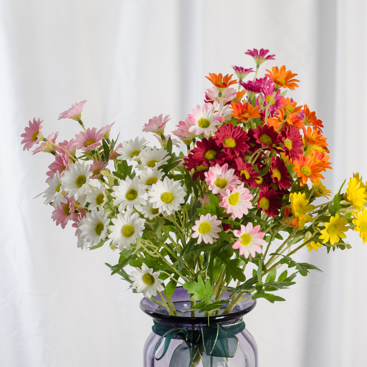 小清新仿真花家居客厅餐桌花瓶插花摆件16头小菊花婚庆拍摄道具