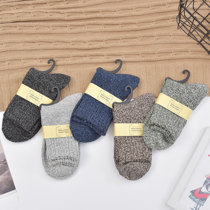 诸暨秋冬男士加厚袜子粗线中筒袜男袜毛线袜复古并线休闲保暖袜