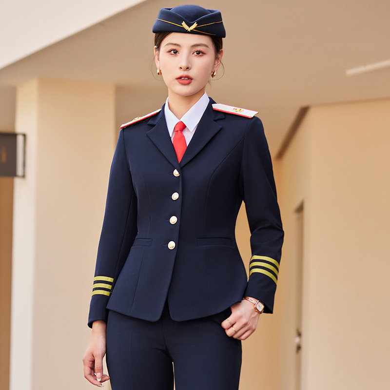 空姐制服女东航秋冬连衣裙前台售楼部美容师工作服时尚职业套装女