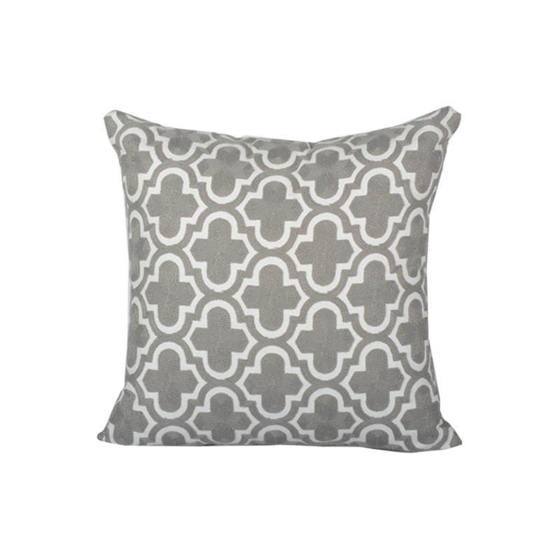 Amazon Simple Gray Embroidered Pillow Home Fabric Bedroom Cushion Removable Pillowcase Sofa Square Pillow