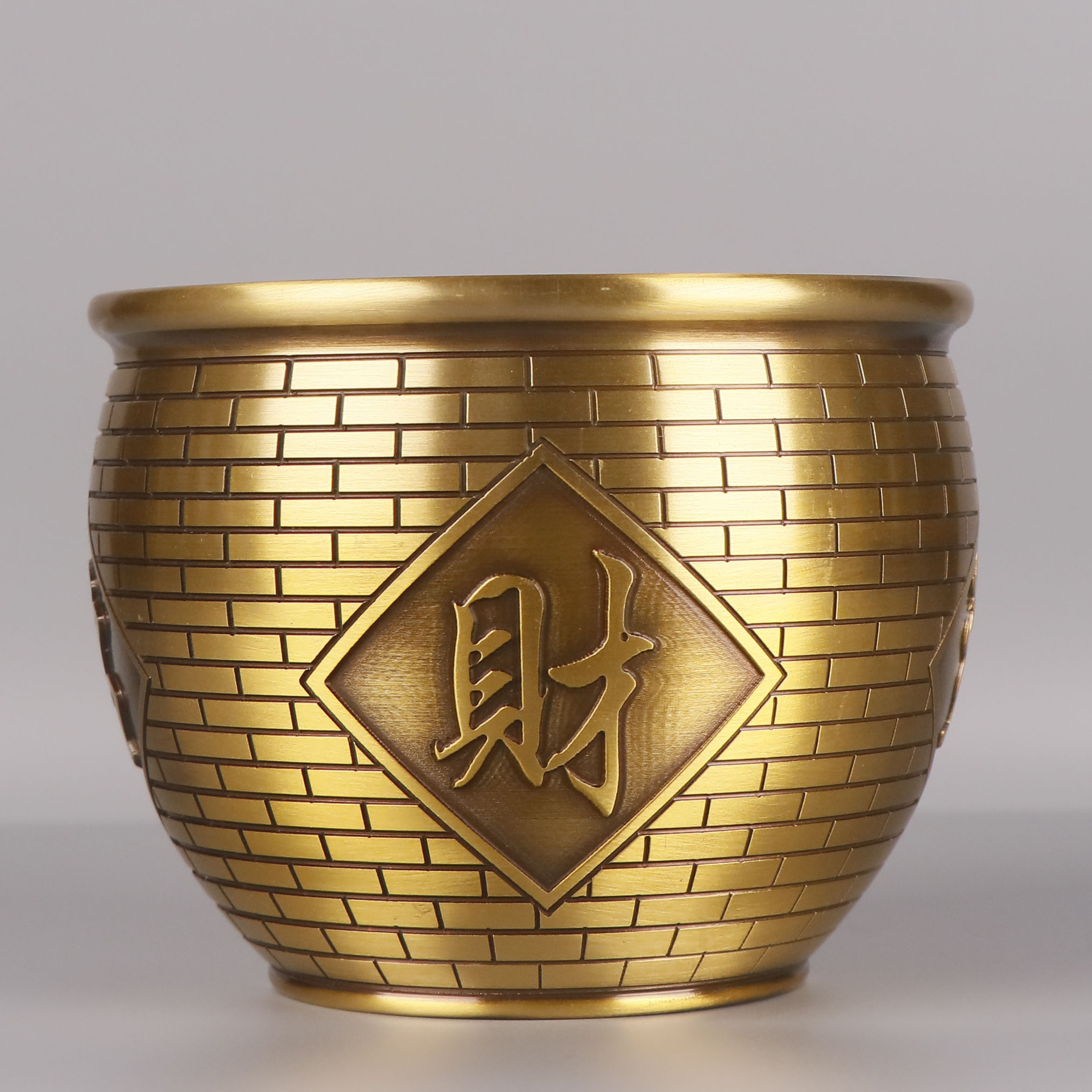 杨铜记 铜缸 铜招字缸 铜聚宝缸 铜砖纹缸 铜缸 米缸 创意摆件