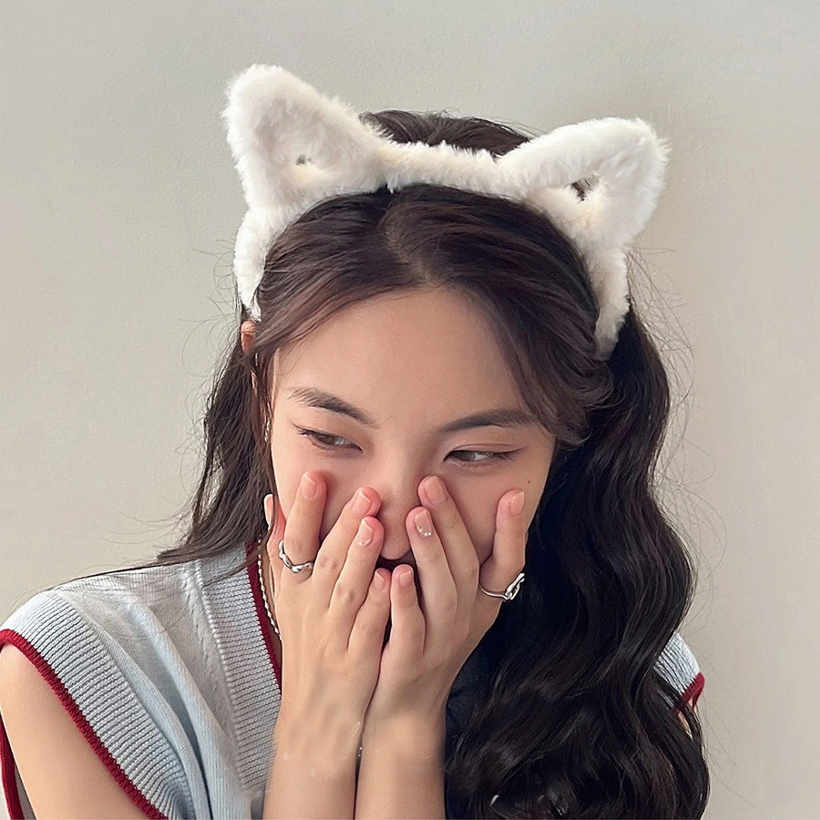 镂空猫耳朵发箍少女心发卡可爱毛绒头箍洗脸敷面膜发带束发夹头饰