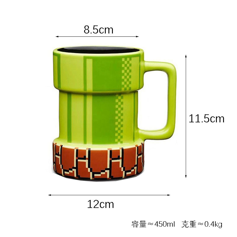 Cute Super Mario Pipe Shape Pixel Water Cup Cartoon Milk Cup Mug Coffee Cup Ceramic Cup