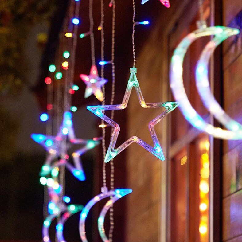 Amazon Led Star Moon Curtain Light Birthday Party Layout Christmas Festival Waterproof Decorative Curtain Light