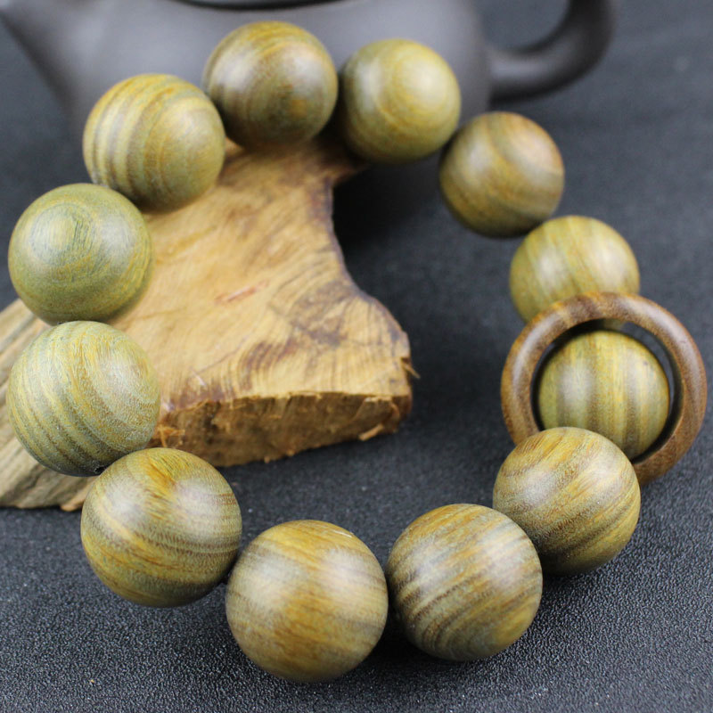 陵固思南美洲绿檀木手串跑环文玩手链男女旅游景区佛珠直播货源