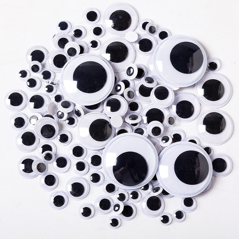 Movable Eyes Black and White with Adhesive Diy Children's Creative Toys Plastic Animal Eyes Accessories Stickers Wholesale