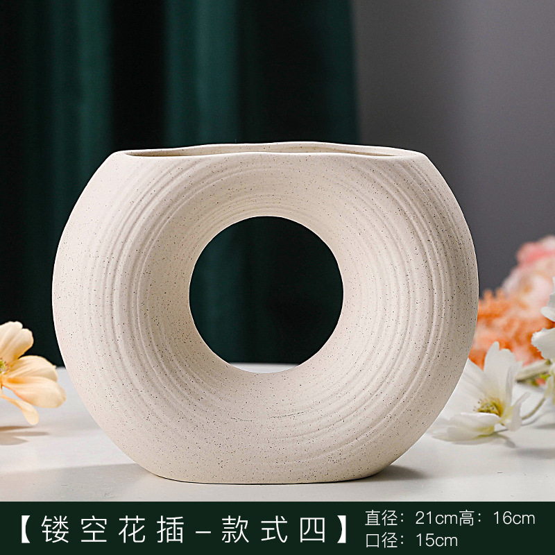 High Sense Ceramic Flower Receptacle Creative Plain Burning Vase Hydroponics Home Decoration Ins Style Good-looking Flower Ware Nordic Dried