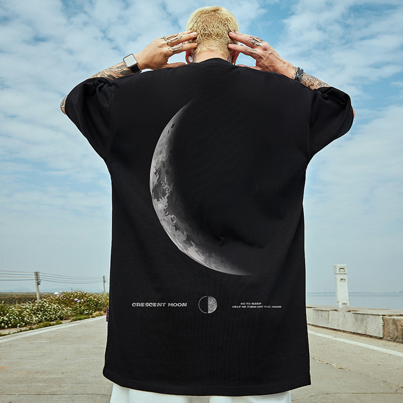 Summer Fashion Brand plus-Sized plus-Sized Loose Casual Moon Half Sleeve Short Sleeved T-shirt T-shirt Men's Half Sleeve Couple's Tops 8XL