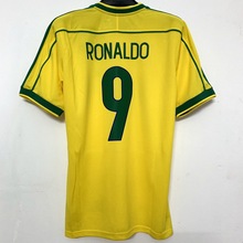 1998世界杯巴西主场短袖复古球衣98年罗纳尔多小罗里瓦尔多足球服