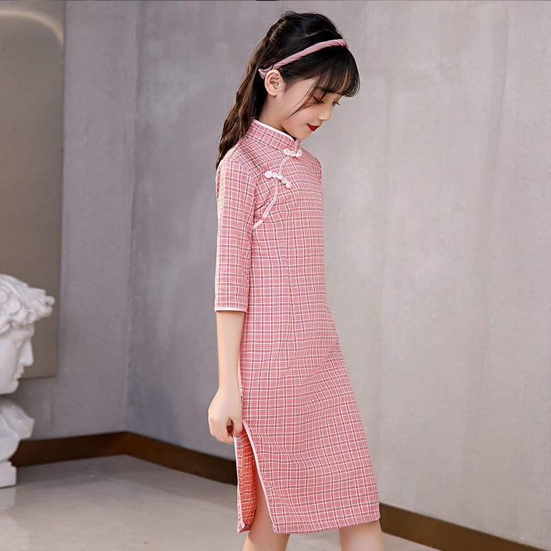 包邮儿童旗袍女童春秋中国风中长款中大童春秋古汉服亲子装旗袍裙