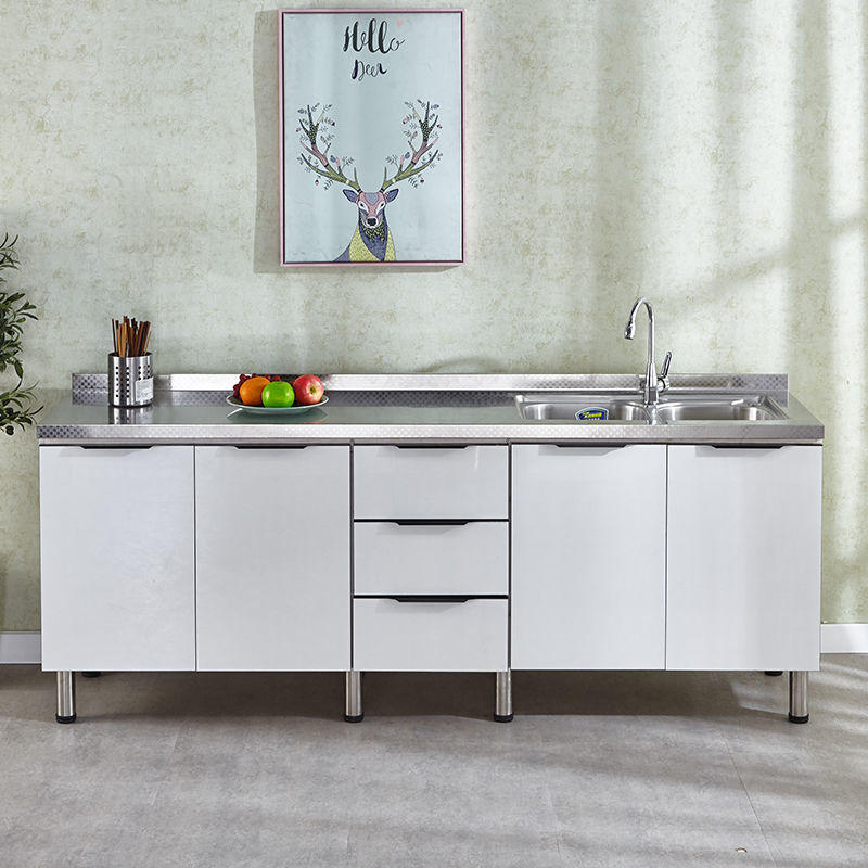 整体橱柜简易橱柜不锈钢灶台柜水槽柜组家用厨房橱柜组装储物碗柜