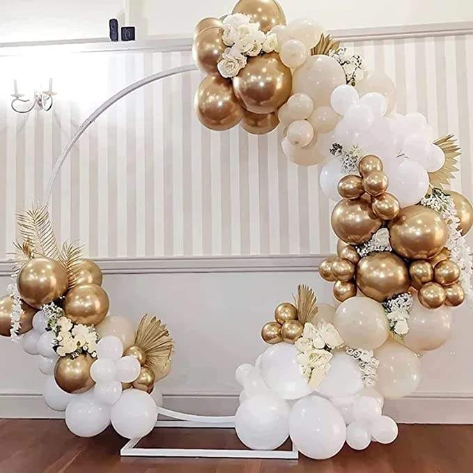 White Alluvial Gold Balloon Garland Arch Kit, Party Scene Arrangement for Wedding Baby Bridal Shower