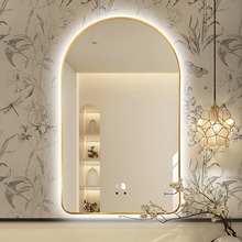 BOLEN法式拱门智能镜背光浴室镜子挂墙式梳妆化妆镜卫生间LED灯镜