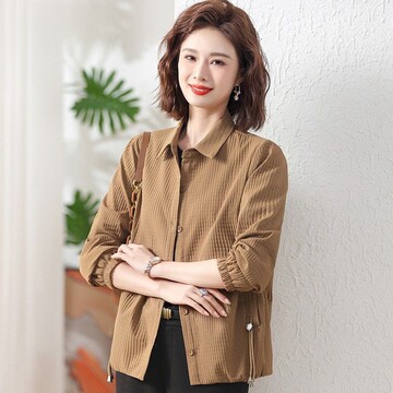 中年妈妈秋装薄款外套洋气中年女春秋上衣新款中老年夹克风衣女