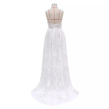 欧美外贸女装蓬蓬裙蕾丝新娘婚纱礼服亚马逊性感纯白色吊带伴娘服