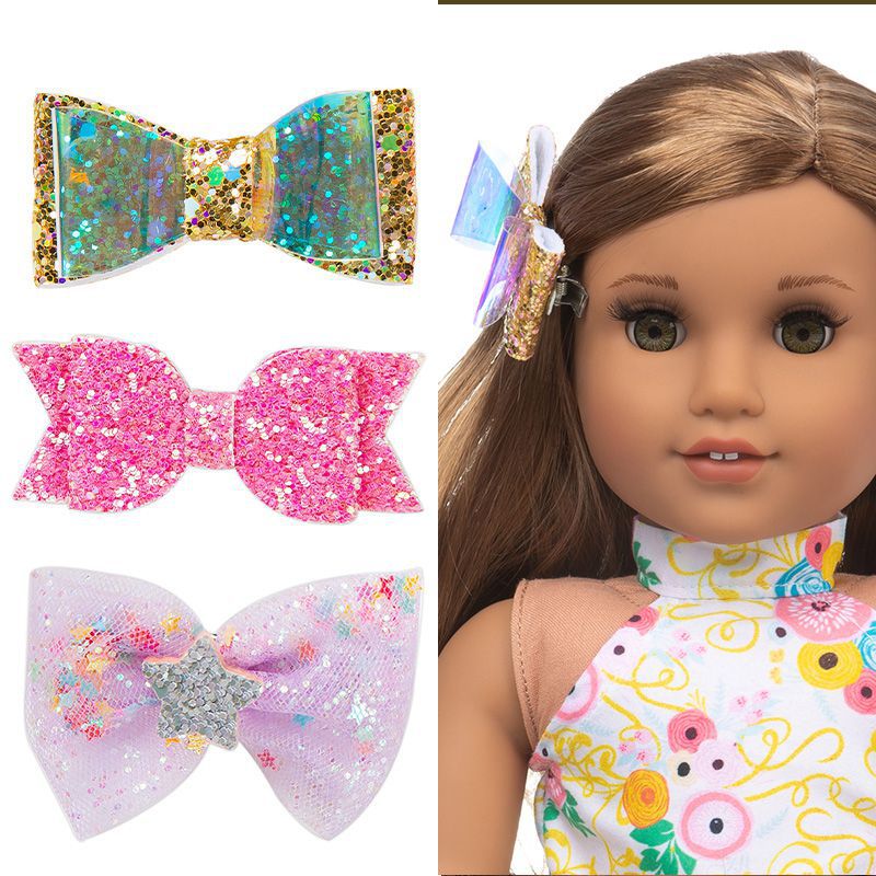 美国女孩娃娃配饰 时尚蝴蝶结发夹 diy娃娃换装配件 洋娃娃发饰