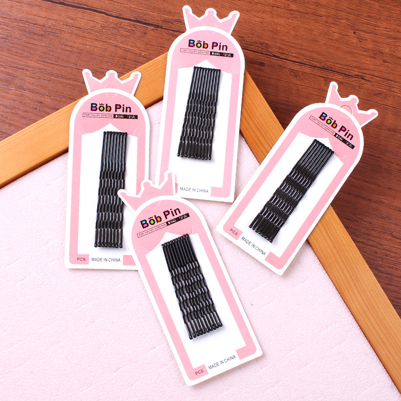 韩版新款发饰精致一字夹耐看黑色烤漆钢丝发夹新娘发饰碎发神器