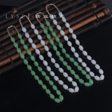 民族风仿白玉项链绿玉桶珠琥珀晶女锁骨链母亲节米珠隔珠礼品饰品