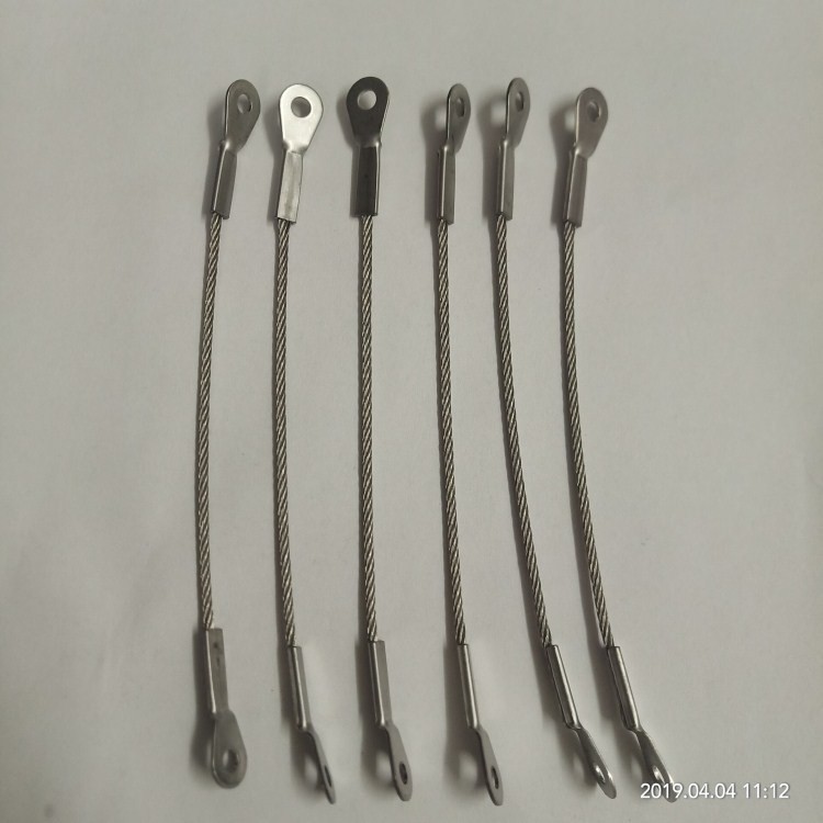 304不锈钢包胶钢丝绳加工 压制闭口鱼眼端子 钢丝绳接头端子加工