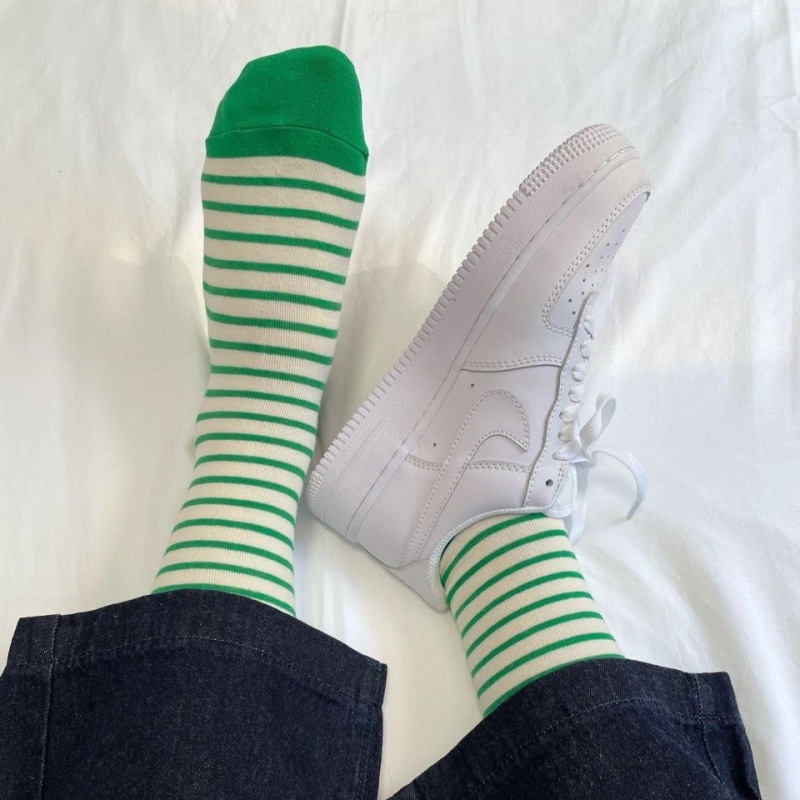 包邮五彩条纹长袜子女日系韩版中筒袜男潮流秋冬季厚款长筒情侣袜