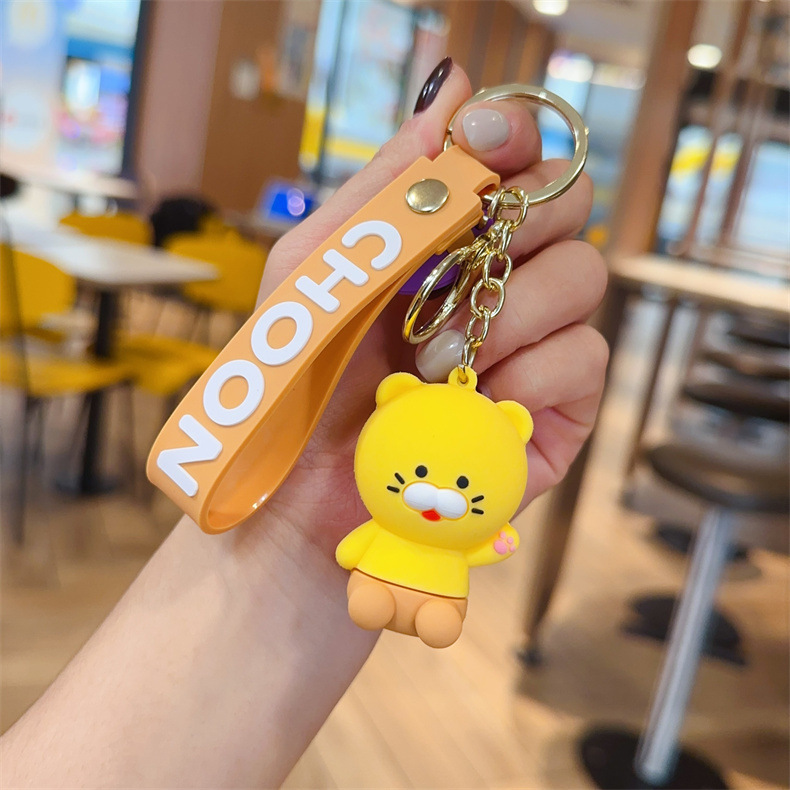 New Cute Style South Korea Kakao Bear Keychain Cartoon Doll Schoolbag Pendant Car Key Chain Crane Machine