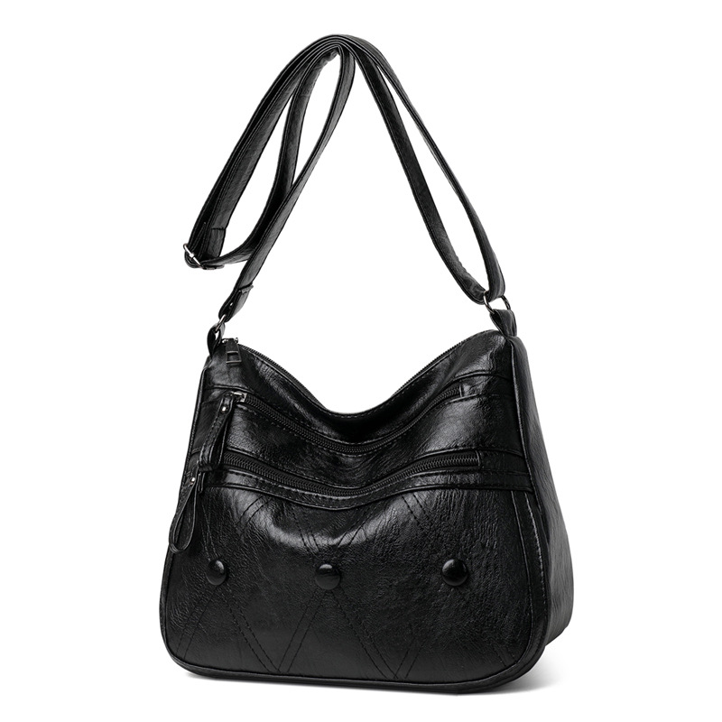 Bag Women's Bag 2023 New Fashion Soft Leather Mom Bag Leisure Large Capacity Shoulder Bag Middle-Aged Women's Cross-Body Bag