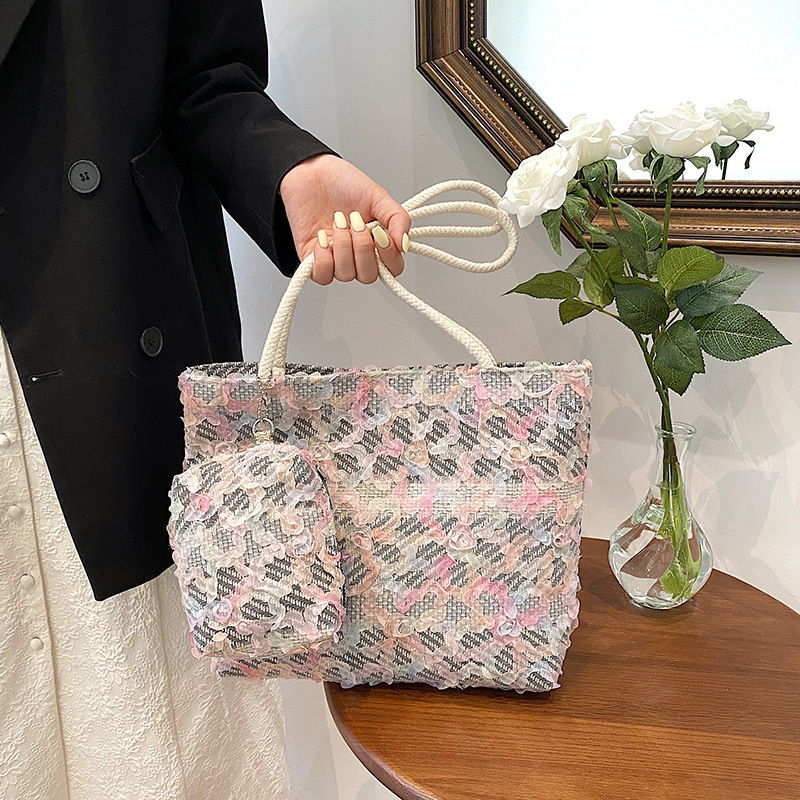 Bag Large Capacity Women's Shoulder Bag 2022 Summer New Fashion Lace Flower Big Bag Fashion Leisure Combination Bags