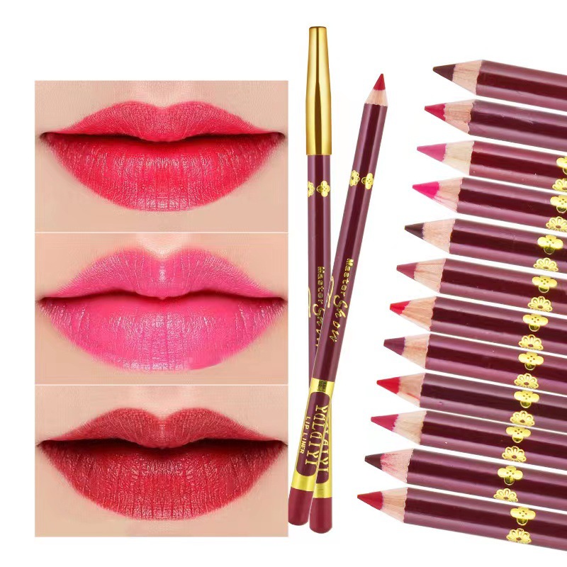 Lipstick Pen Yalaiyi Yalaiyi Makeup Color Matte Velvet Makeup Waterproof No Stain on Cup Wooden Lip Liner