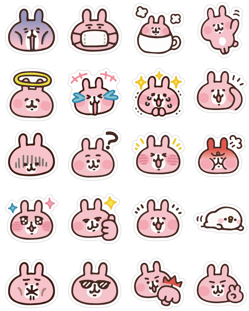 可爱粉红兔子贴纸 卡通保温杯贴画手机壳行李箱卡娜赫拉手帐贴纸