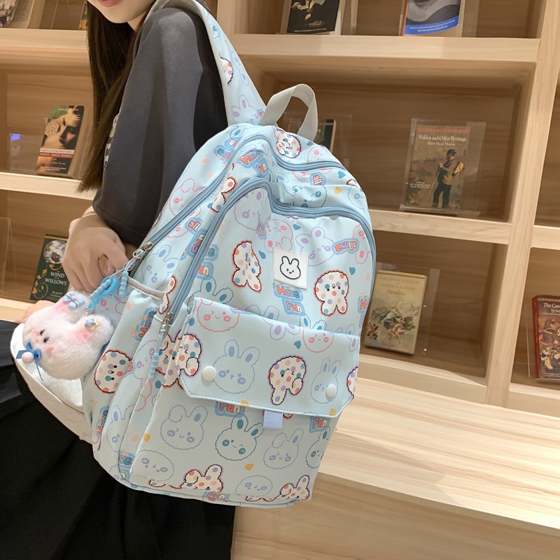 Simple Cute Backpack Campus Backpack Female Cartoon Printing Student Schoolbag